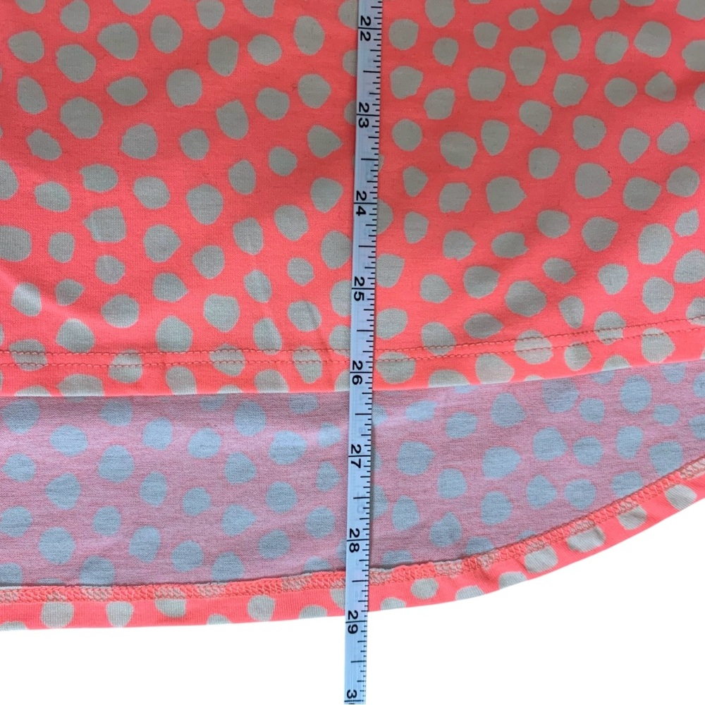 LuLaRoe Lynnae Neon Orange Cream Polka Dot Scoop Neck High Low Long Sleeve Top - Picture 8 of 12